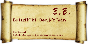 Bulyáki Benjámin névjegykártya